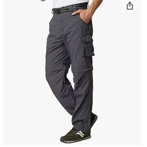 Mens Hiking Pants Convertible Zip Off Shorts Outdoor Quick Dry LightweighTrouser